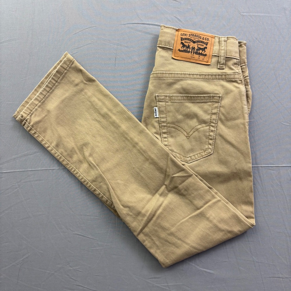 Levis 511 Slim Boys Khaki Tan Stretch Twill Pants Size 10 Reg 25x25 Denim